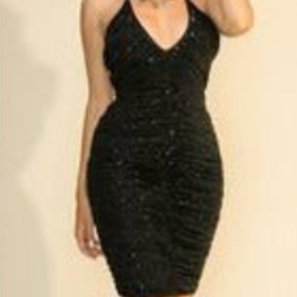 Star Studded Ruched Bodycon Mini Dress